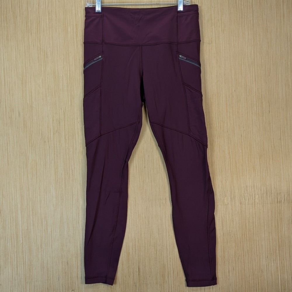 Lululemon Toasty Tech Tight II Womens Burgundy Maroon Leggings 10 Activewear Gym